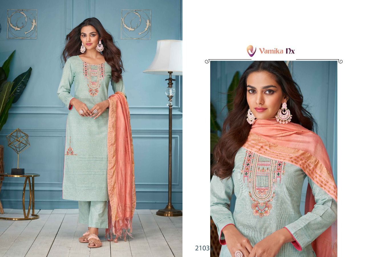 Vamika Nx Mansoon Cotton Fancy Wear Designer Kurti Pant And Dupatta Readymade Collection